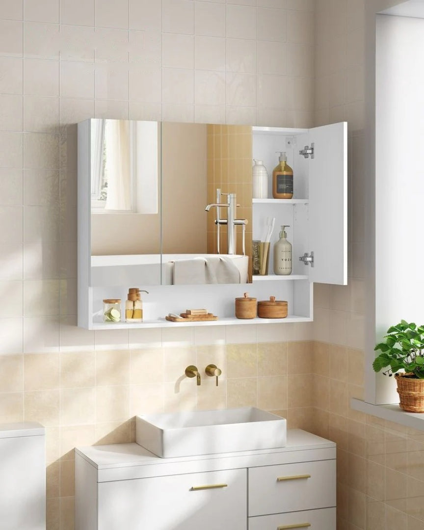 Bathroom Mirror Cabinet With Storage Wall Mounted 35.4in Wide – product view 2 | Ridgefield Furniture