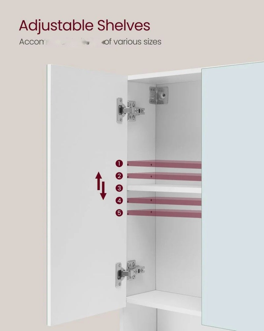 Bathroom Mirror Cabinet With Storage Wall Mounted 35.4in Wide – product view 5 | Ridgefield Furniture