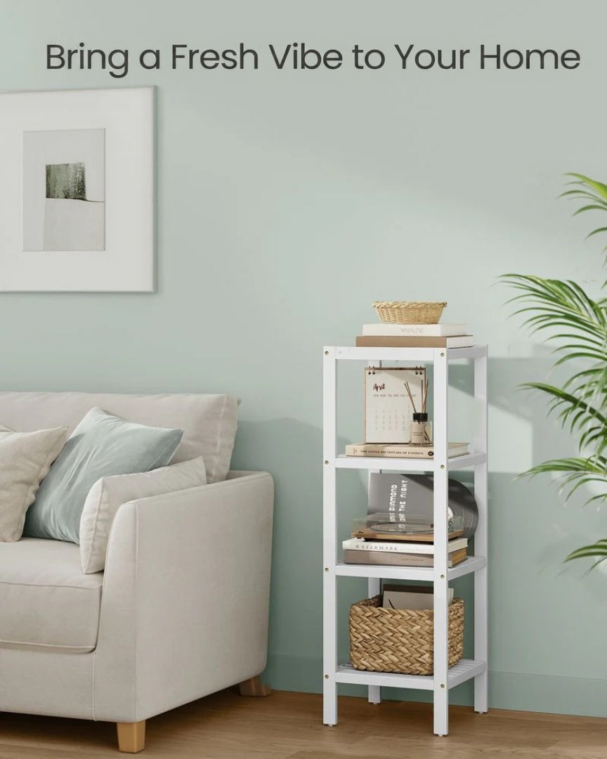 Bathroom Shelf 4-Tier Bamboo Storage Rack 38.6in High – product view 13 | Ridgefield Furniture