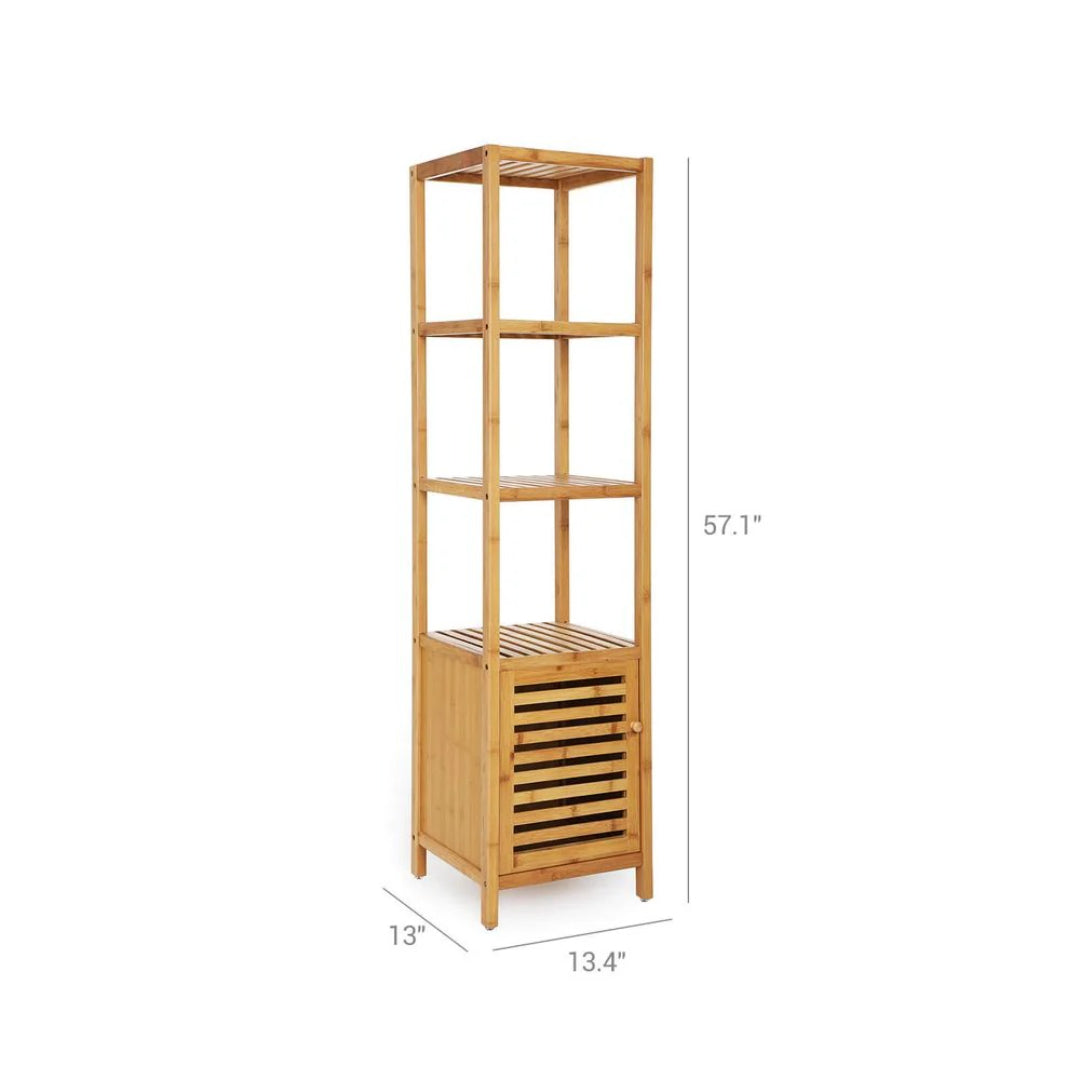 Bathroom Storage Cabinet 4-Tier Bamboo Floor Cabinet 55.5in High – product view 4 | Ridgefield Furniture