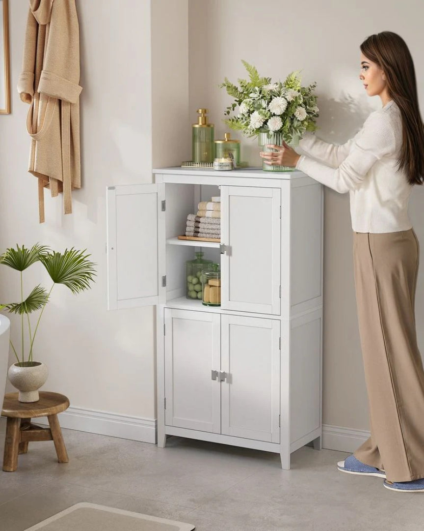 Bathroom Storage Cabinet Floor Cabinet 4 Doors Adjustable Shelves – product view 13 | Ridgefield Furniture