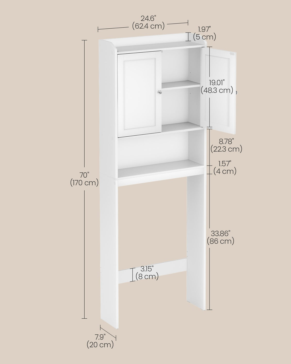 Bathroom Storage Shelf With Paper Holder Over Toilet - product photo 24