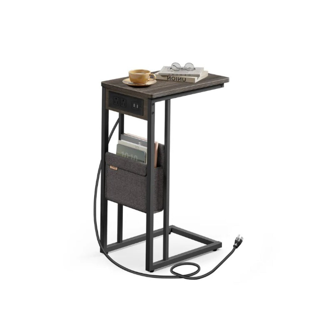 C-Shaped Side Table with Charging Station for Sofa or Bed – product view 2 | Ridgefield Furniture