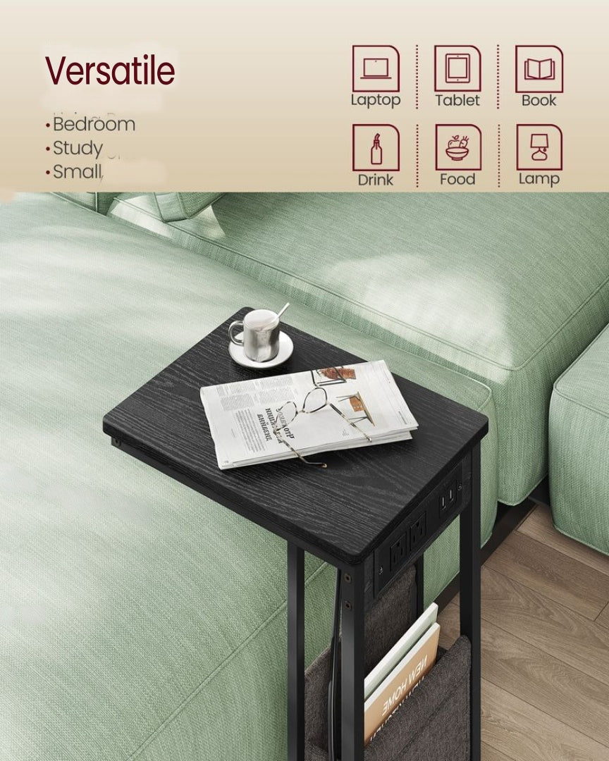 C-Shaped Side Table with Charging Station for Sofa or Bed – product view 9 | Ridgefield Furniture