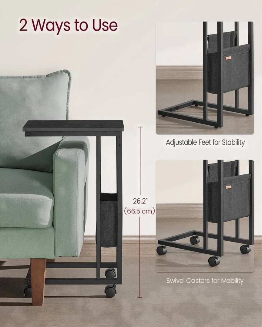 C-Shaped Side Table with Charging Station for Sofa or Bed – product view 15 | Ridgefield Furniture