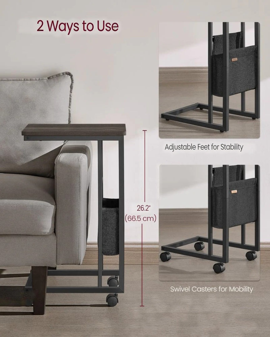 C-Shaped Side Table with Charging Station for Sofa or Bed – product view 21 | Ridgefield Furniture