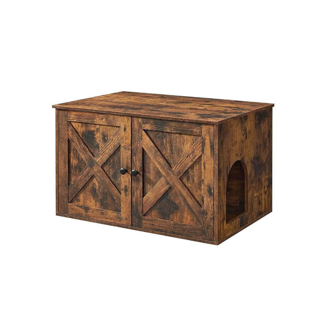 Cat Litter Box Enclosure Furniture Cabinet With Divider 31.5in Wide – product view 1 | Ridgefield Furniture