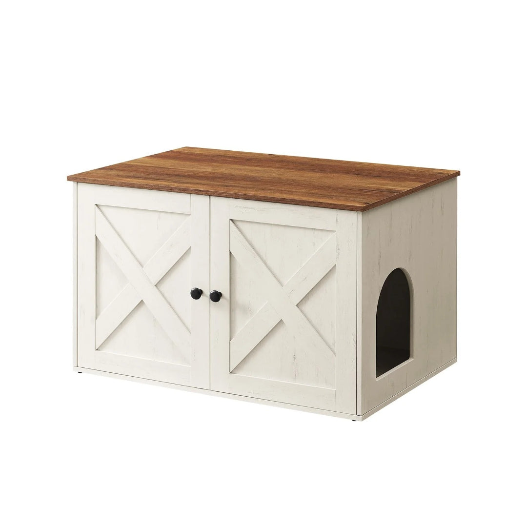 Cat Litter Box Enclosure Furniture Cabinet With Divider 31.5in Wide – product view 5 | Ridgefield Furniture