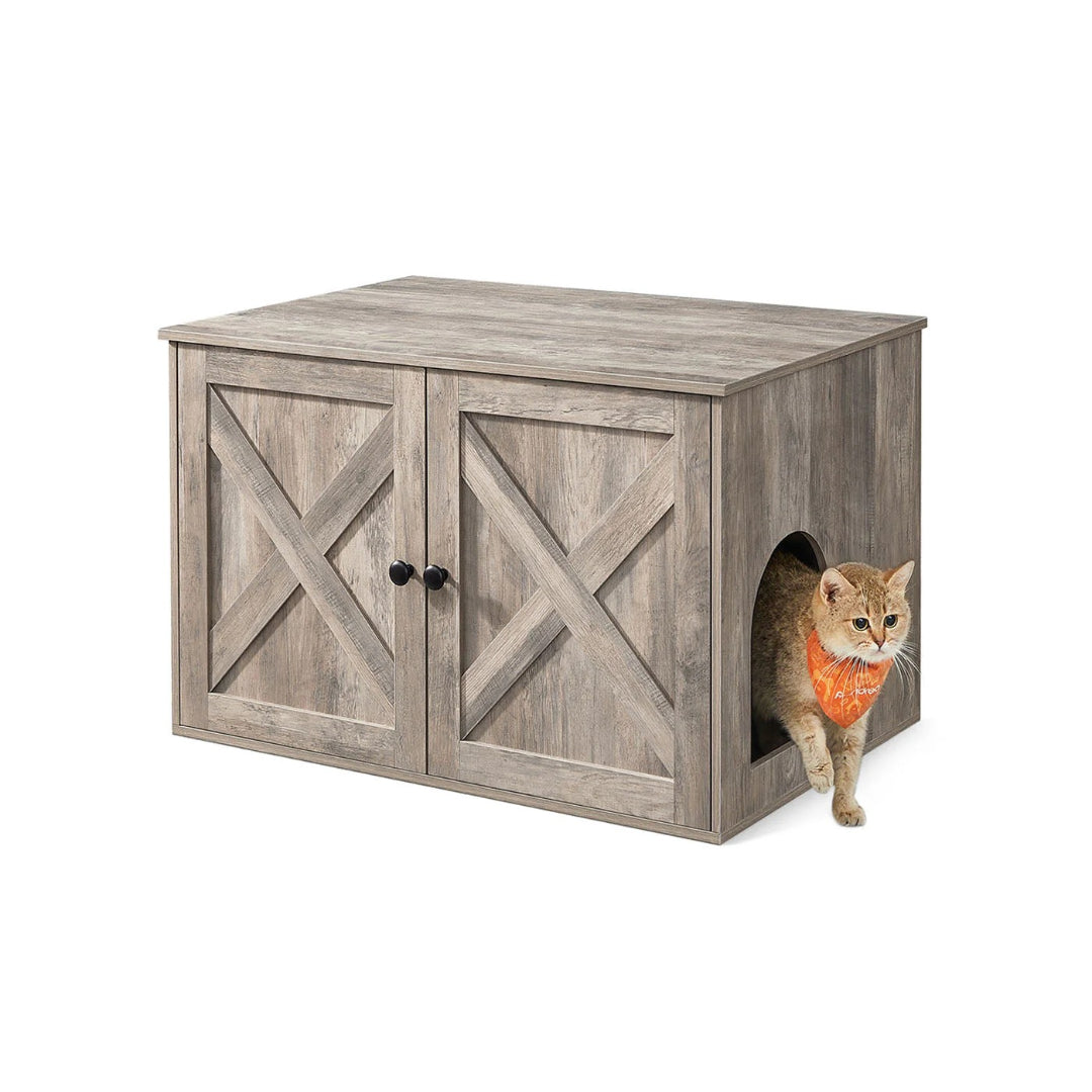 Cat Litter Box Enclosure Furniture Cabinet With Divider 31.5in Wide – product view 6 | Ridgefield Furniture