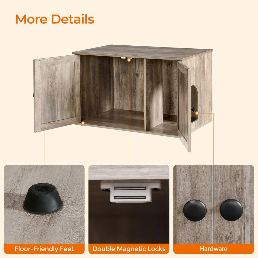Cat Litter Box Enclosure Furniture Cabinet With Divider 31.5in Wide – product view 12 | Ridgefield Furniture