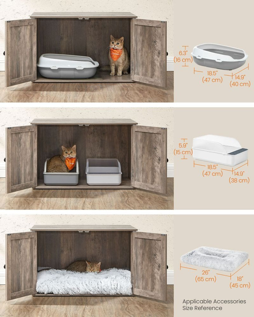Cat Litter Box Enclosure Furniture Cabinet With Divider 31.5in Wide – product view 16 | Ridgefield Furniture