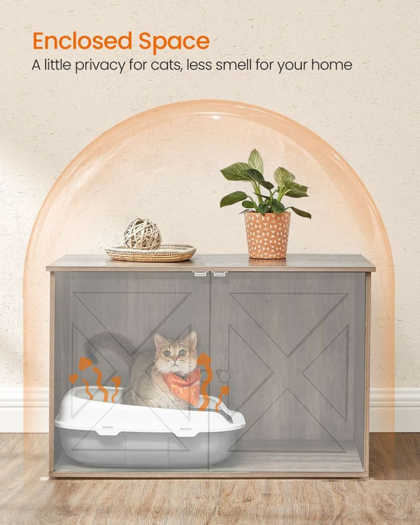 Cat Litter Box Enclosure Furniture Cabinet With Divider 31.5in Wide – product view 17 | Ridgefield Furniture