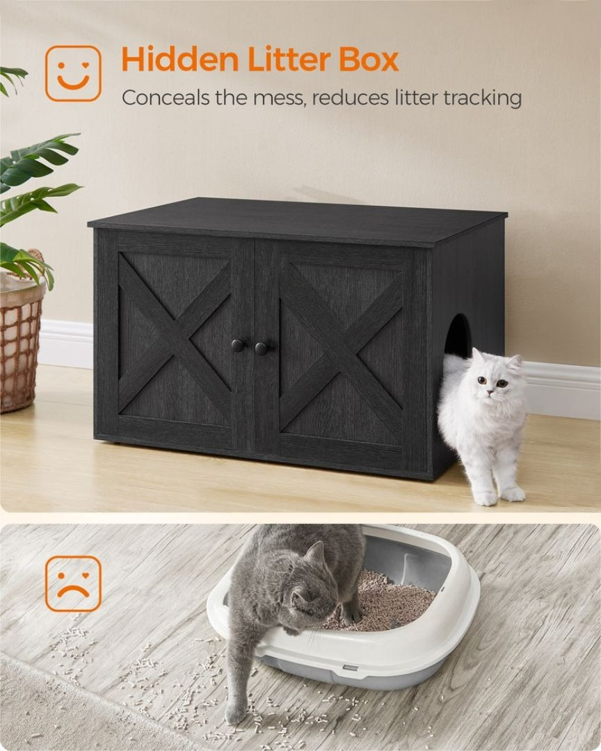 Cat Litter Box Enclosure Furniture Cabinet With Divider 31.5in Wide – product view 23 | Ridgefield Furniture