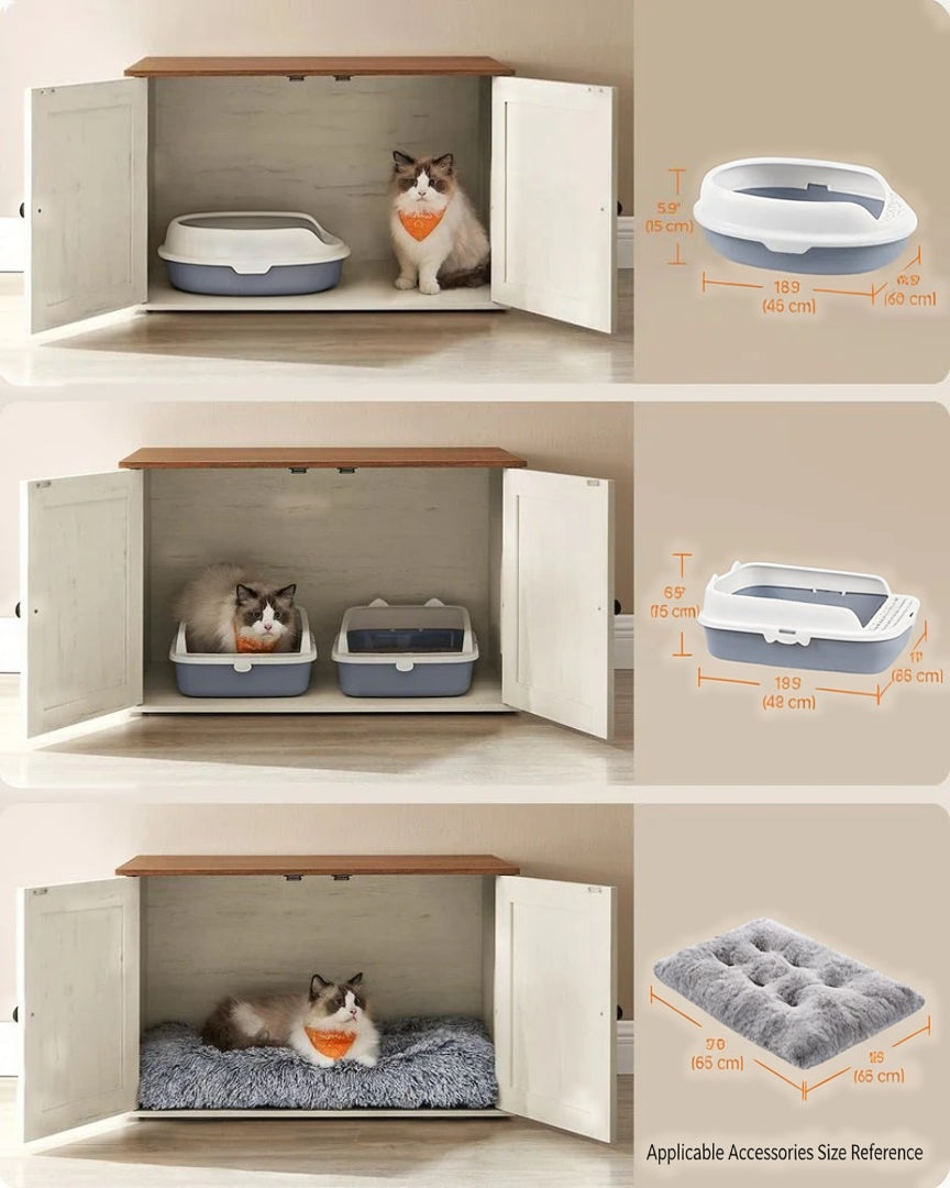 Cat Litter Box Enclosure Furniture Cabinet With Divider 31.5in Wide – product view 29 | Ridgefield Furniture