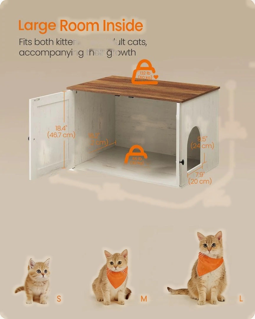 Cat Litter Box Enclosure Furniture Cabinet With Divider 31.5in Wide – product view 31 | Ridgefield Furniture