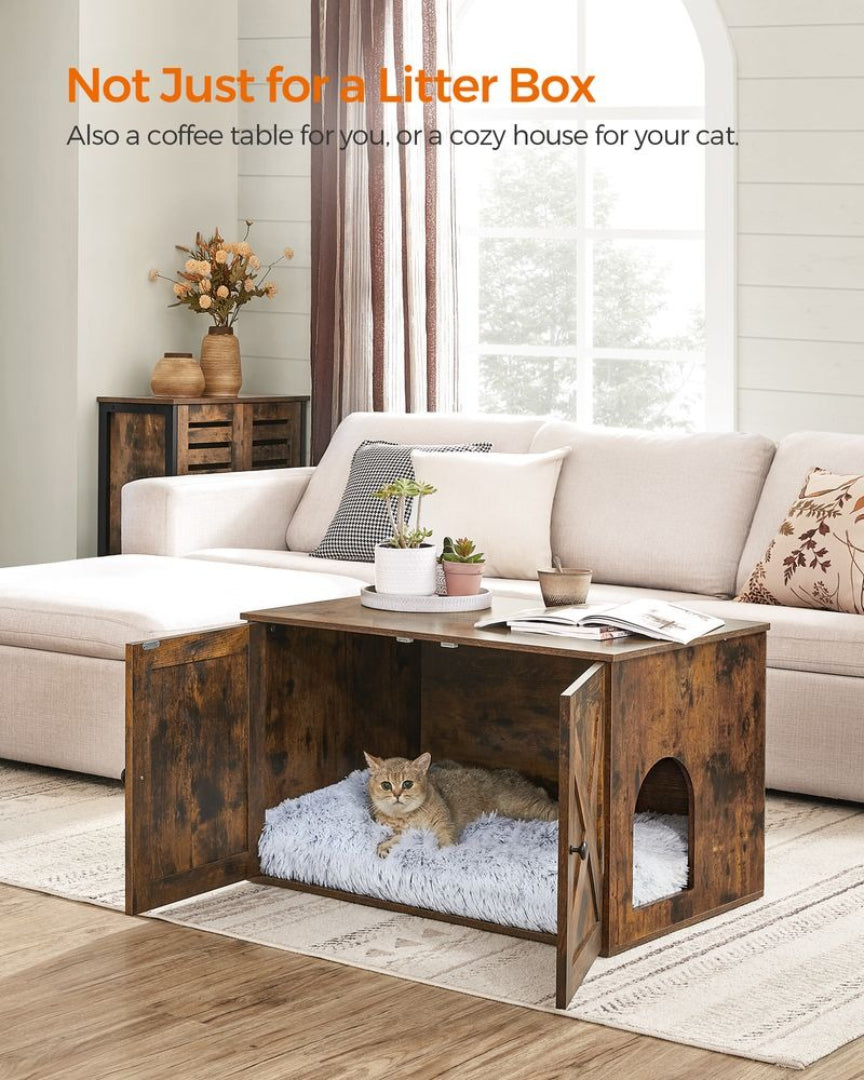 Cat Litter Box Enclosure Furniture Cabinet With Divider 31.5in Wide – product view 34 | Ridgefield Furniture