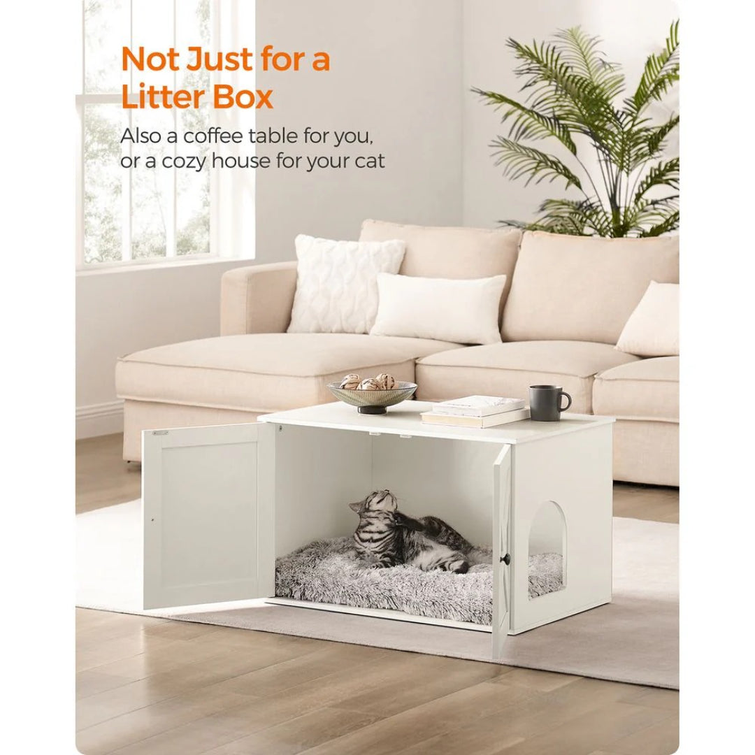 Cat Litter Box Enclosure Furniture Cabinet With Divider 31.5in Wide – product view 41 | Ridgefield Furniture