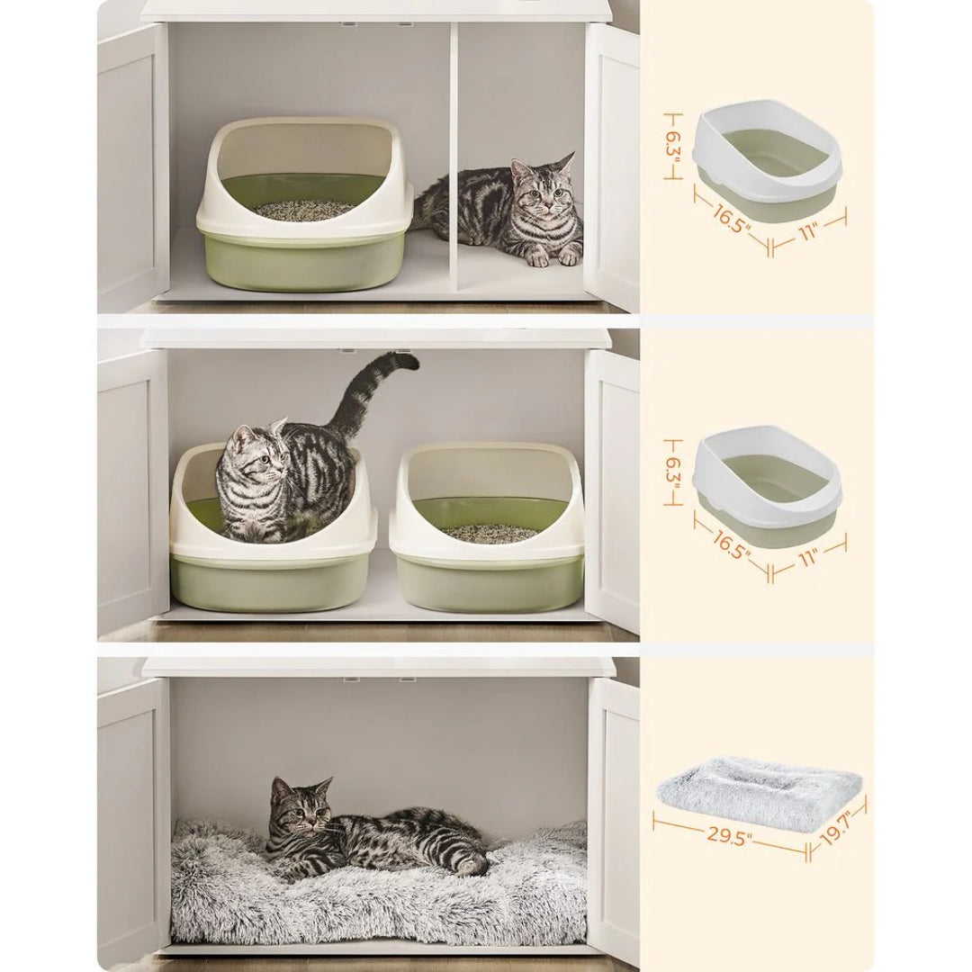 Cat Litter Box Enclosure Furniture Cabinet With Divider 31.5in Wide – product view 43 | Ridgefield Furniture