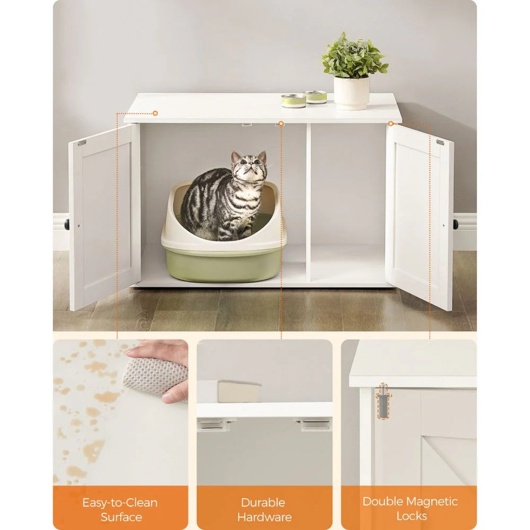 Cat Litter Box Enclosure Furniture Cabinet With Divider 31.5in Wide – product view 46 | Ridgefield Furniture