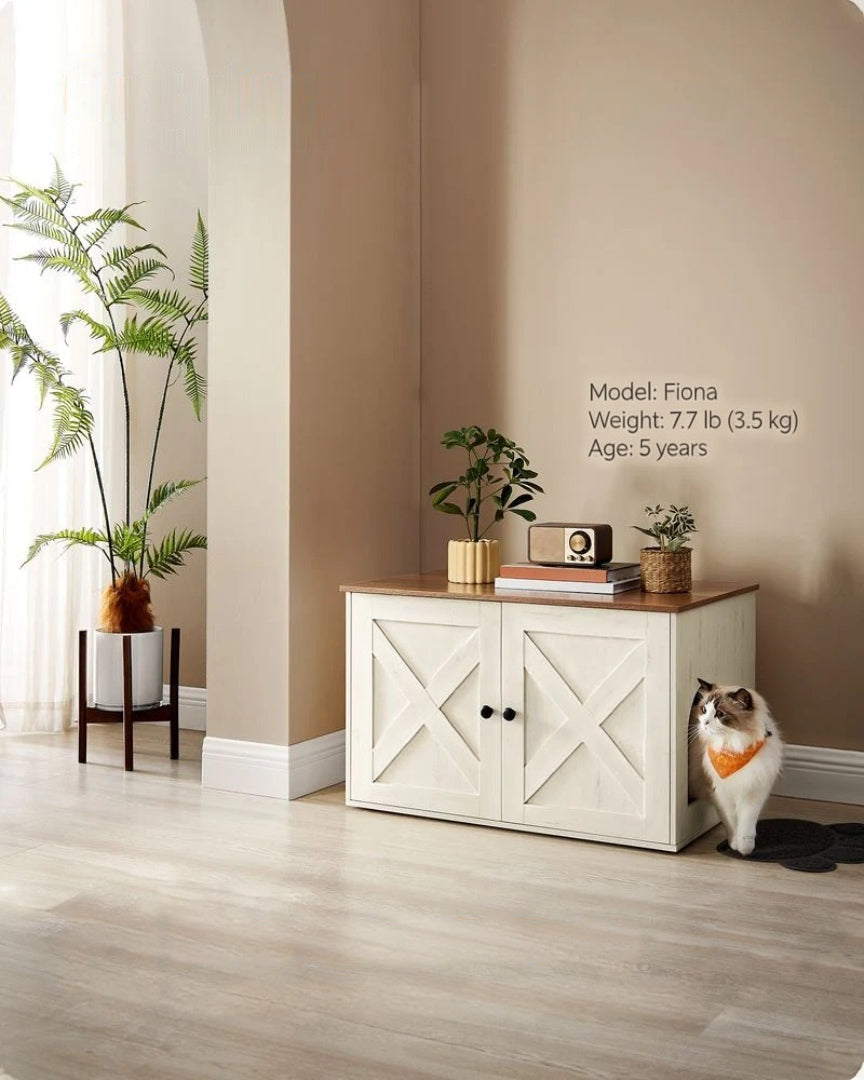 Cat Litter Box Enclosure Furniture Cabinet With Divider 31.5in Wide – product view 47 | Ridgefield Furniture