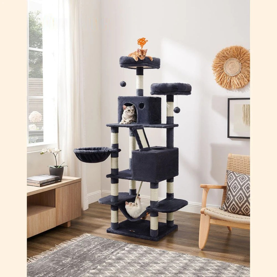 Cat Tree 66.1in Multi Level Cat Tower With Perches Caves Hammock – product view 11 | Ridgefield Furniture