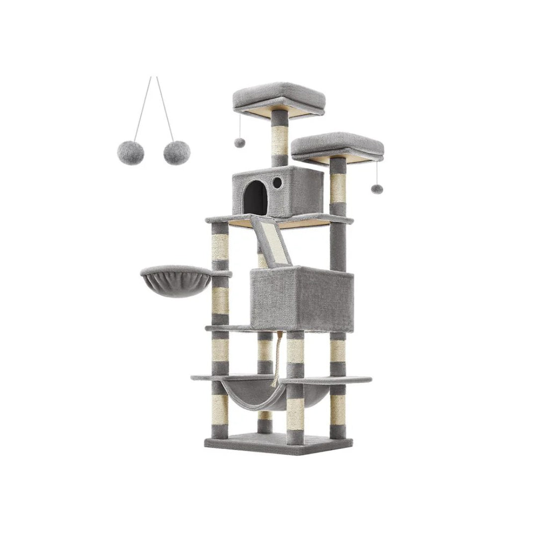 Cat Tree 66.1in Multi Level Cat Tower With Perches Caves Hammock – product view 14 | Ridgefield Furniture