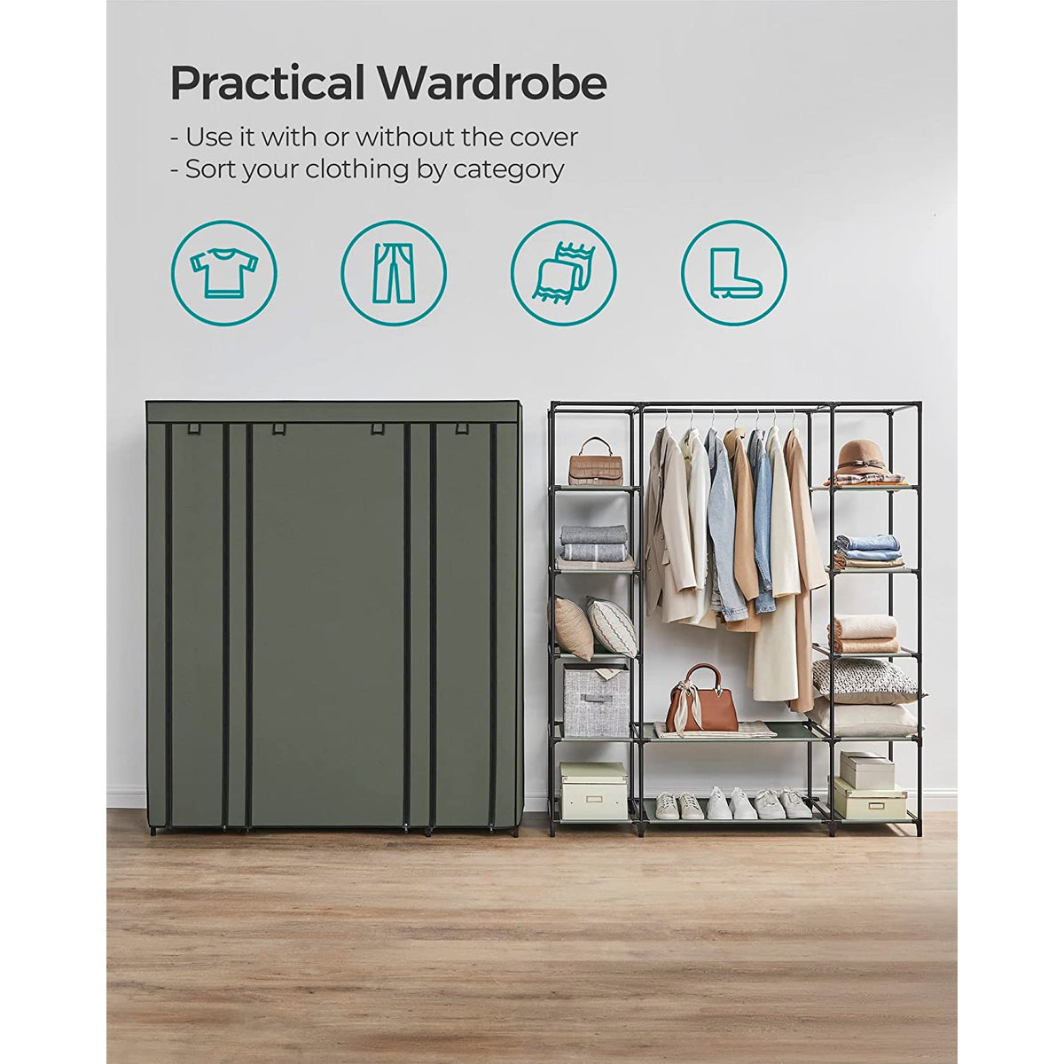 Closet Wardrobe With Non Woven Fabric Cover And Hanging Rails - product photo 31
