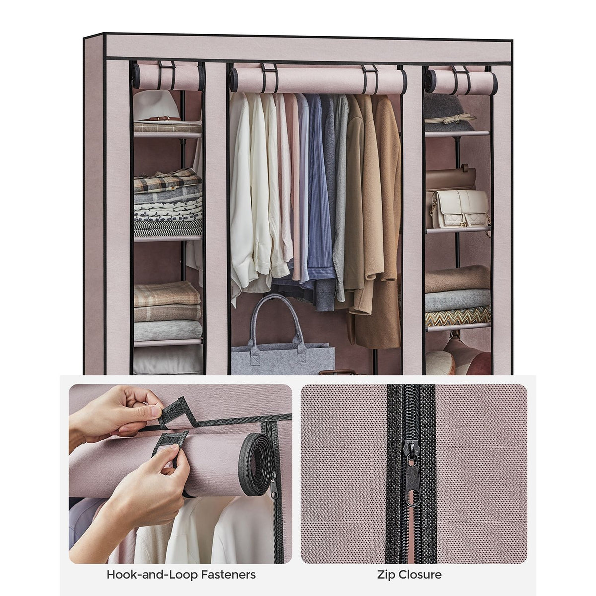 Closet Wardrobe With Non Woven Fabric Cover And Hanging Rails - product photo 40
