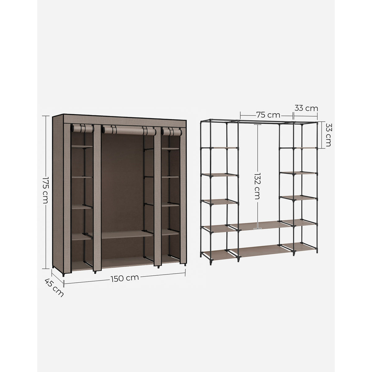 Closet Wardrobe With Non Woven Fabric Cover And Hanging Rails - product photo 43