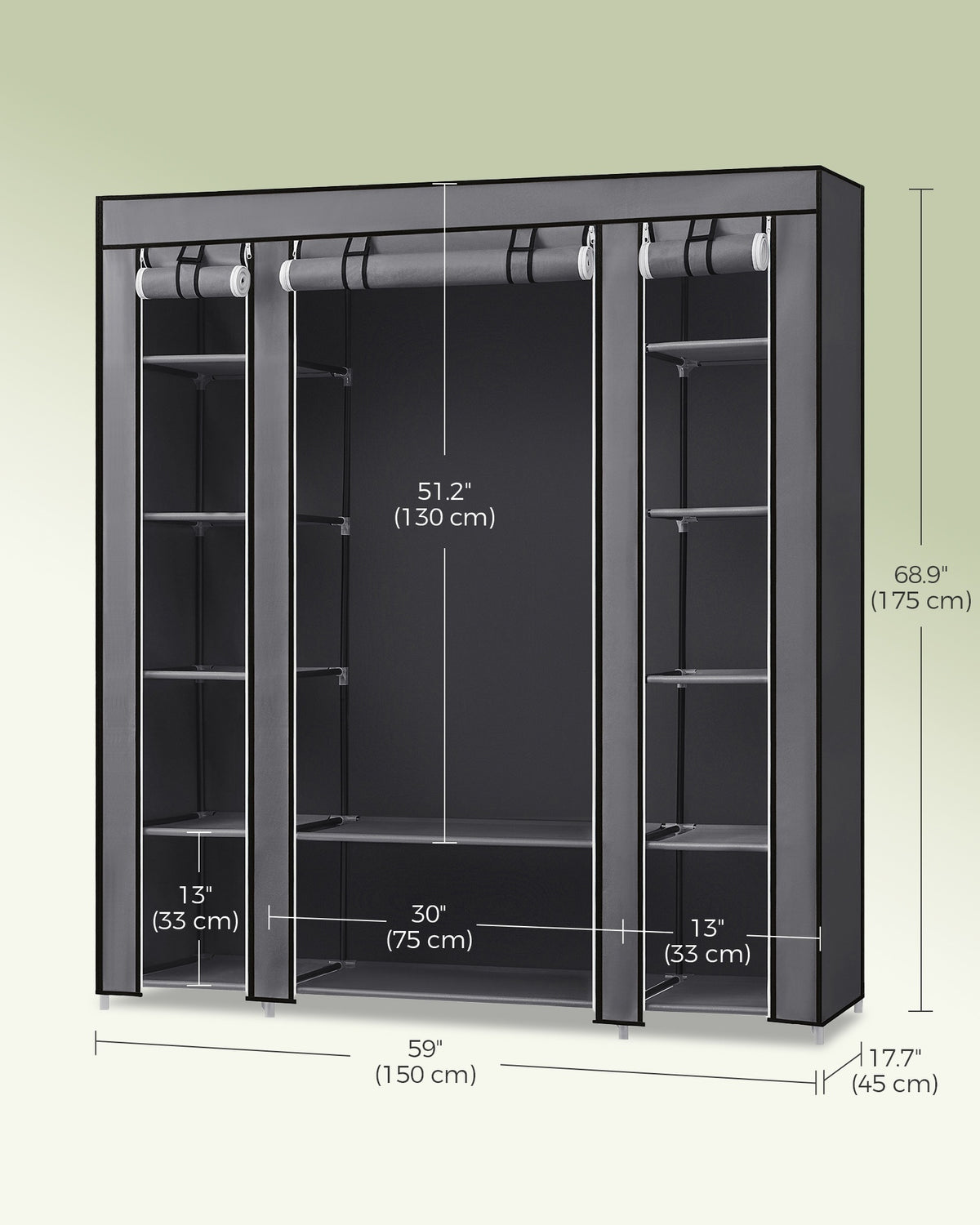 Closet Wardrobe With Non Woven Fabric Cover And Hanging Rails - product photo 50