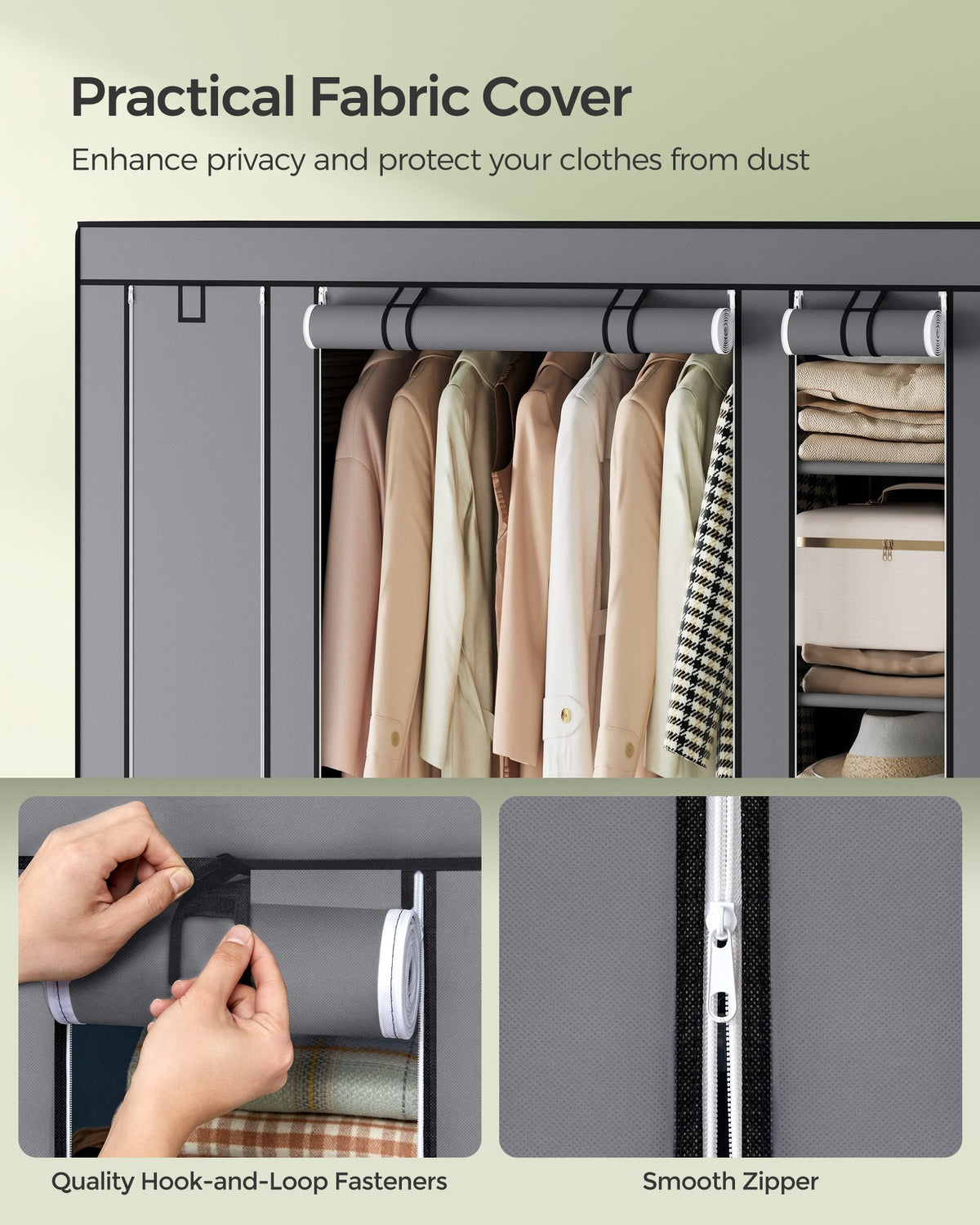 Closet Wardrobe With Non Woven Fabric Cover And Hanging Rails - product photo 51