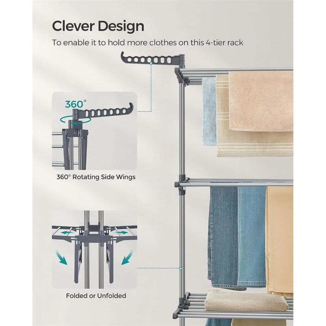 Clothes Drying Rack 4-Tier Foldable Laundry Stand 67.7in High – product view 7 | Ridgefield Furniture