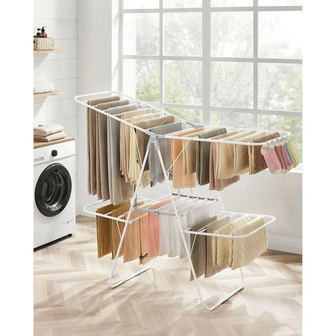 Clothes Drying Rack Foldable 2-Level With Adjustable Wings 67.3in – product view 7 | Ridgefield Furniture