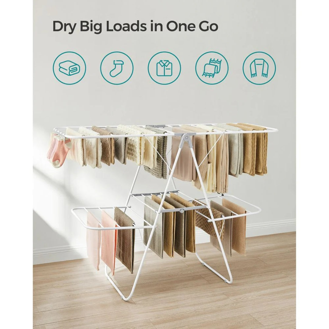 Clothes Drying Rack Foldable 2-Level With Adjustable Wings 67.3in – product view 8 | Ridgefield Furniture