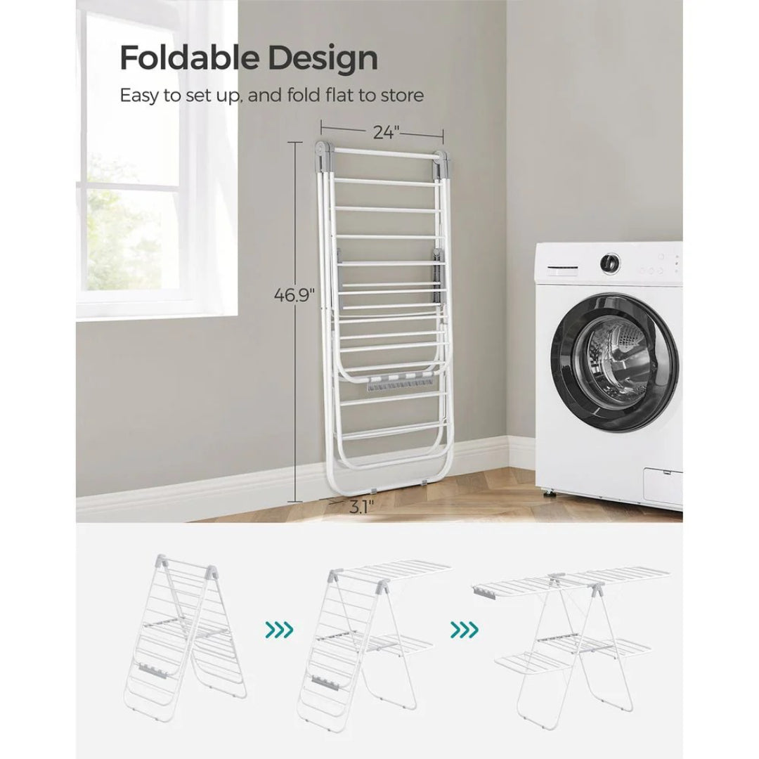 Clothes Drying Rack Foldable 2-Level With Adjustable Wings 67.3in – product view 12 | Ridgefield Furniture