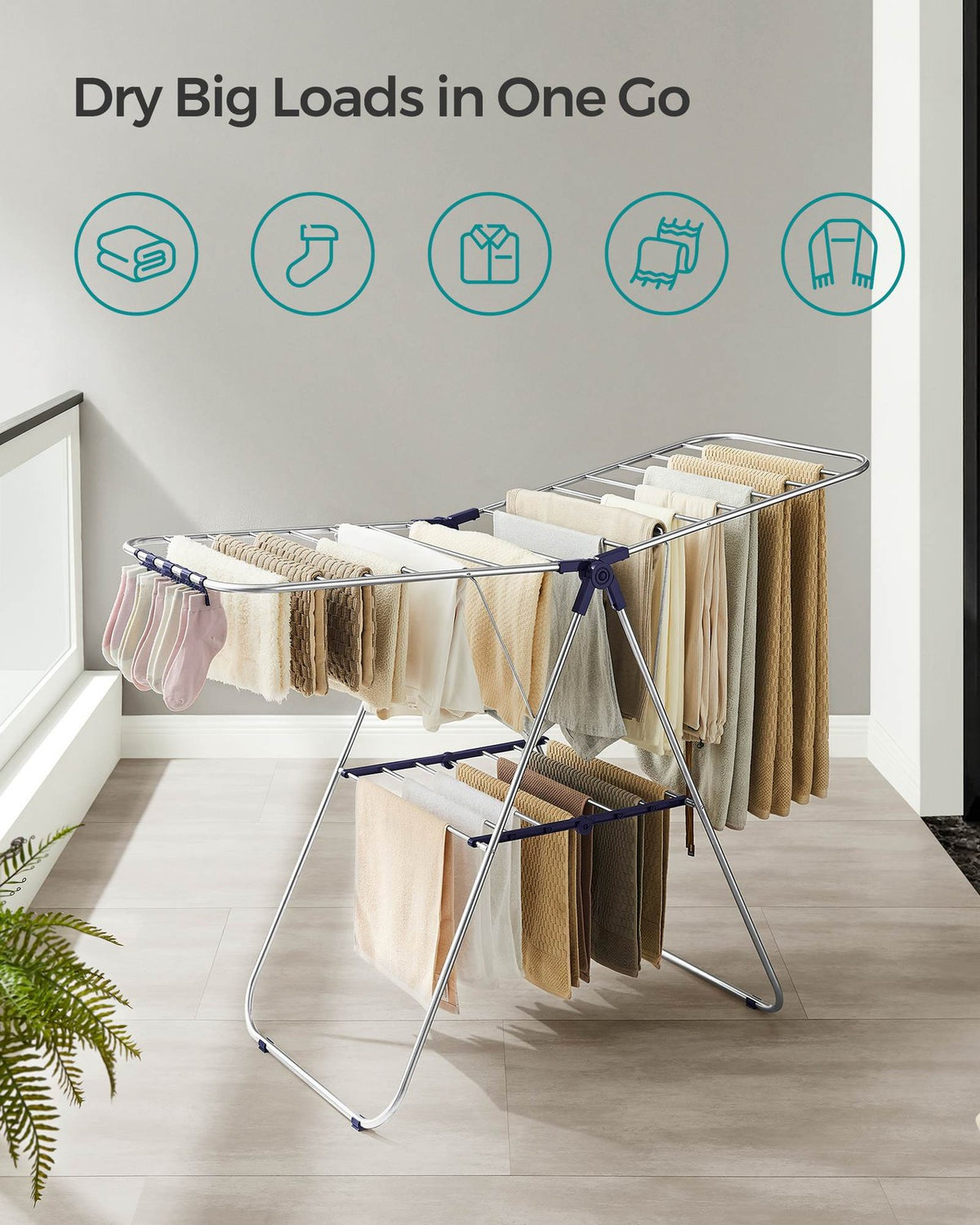 Clothes Drying Rack With Sock Clips - product photo 19