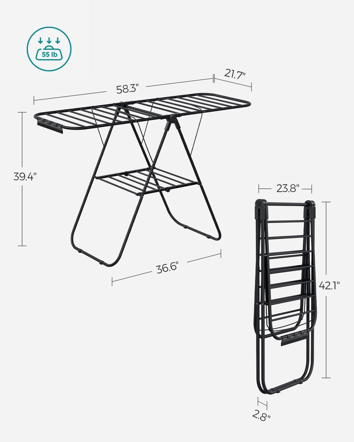 Clothes Drying Rack With Sock Clips - product photo 37