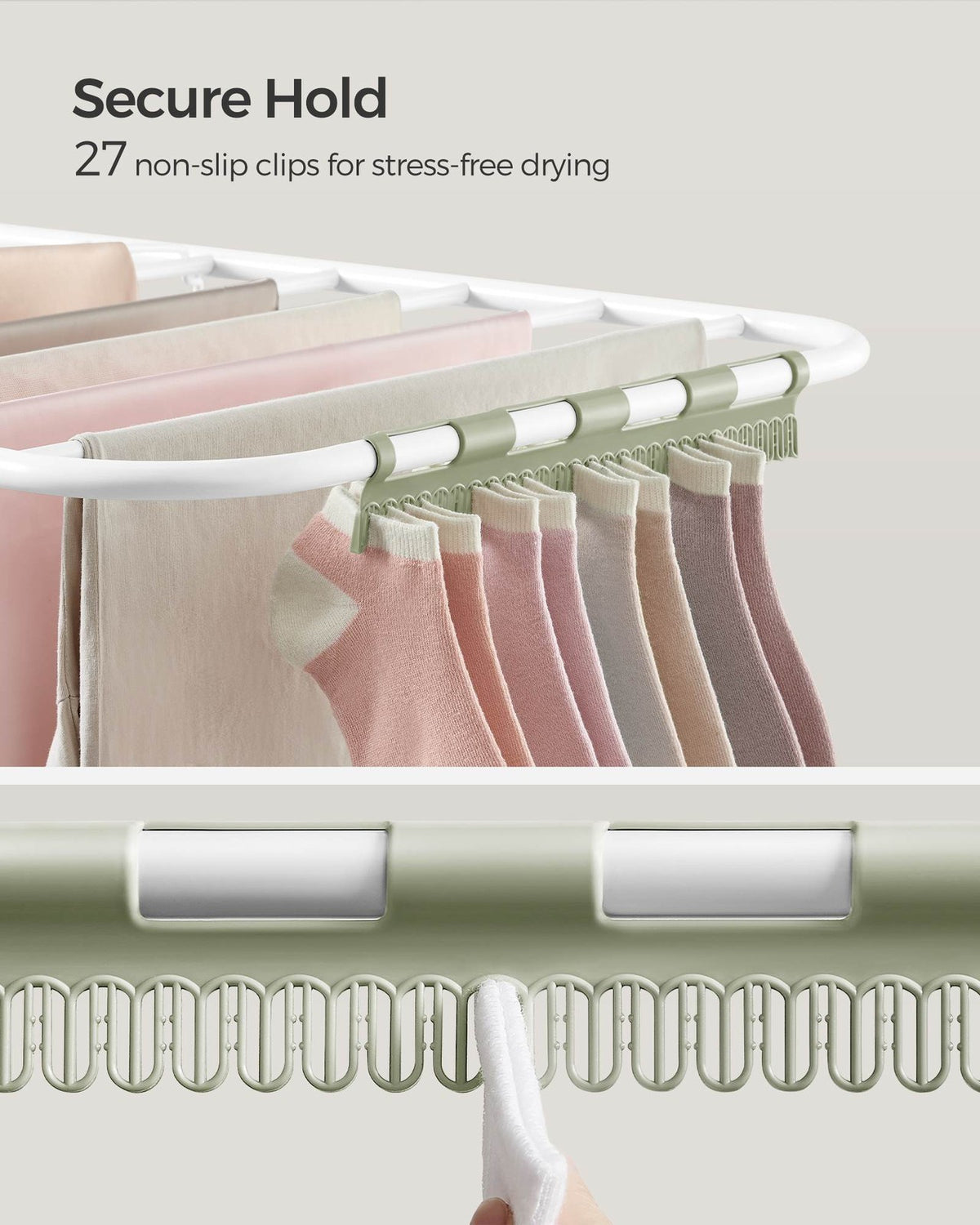 Clothes Drying Rack With Sock Clips - product photo 43
