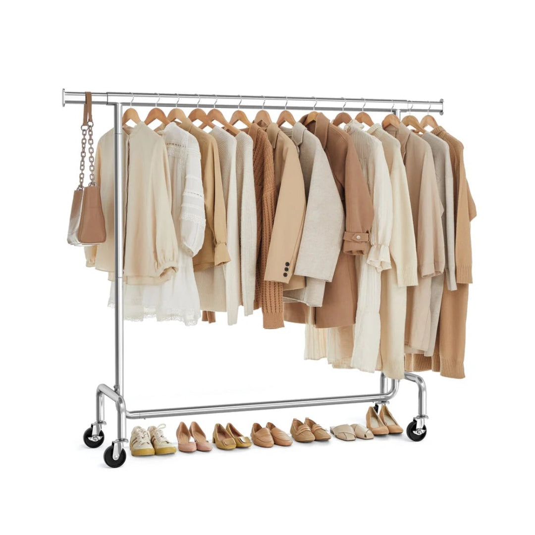 Clothes Rack Heavy Duty Rolling Garment Rack 43.3-59.1in Wide – product view 1 | Ridgefield Furniture