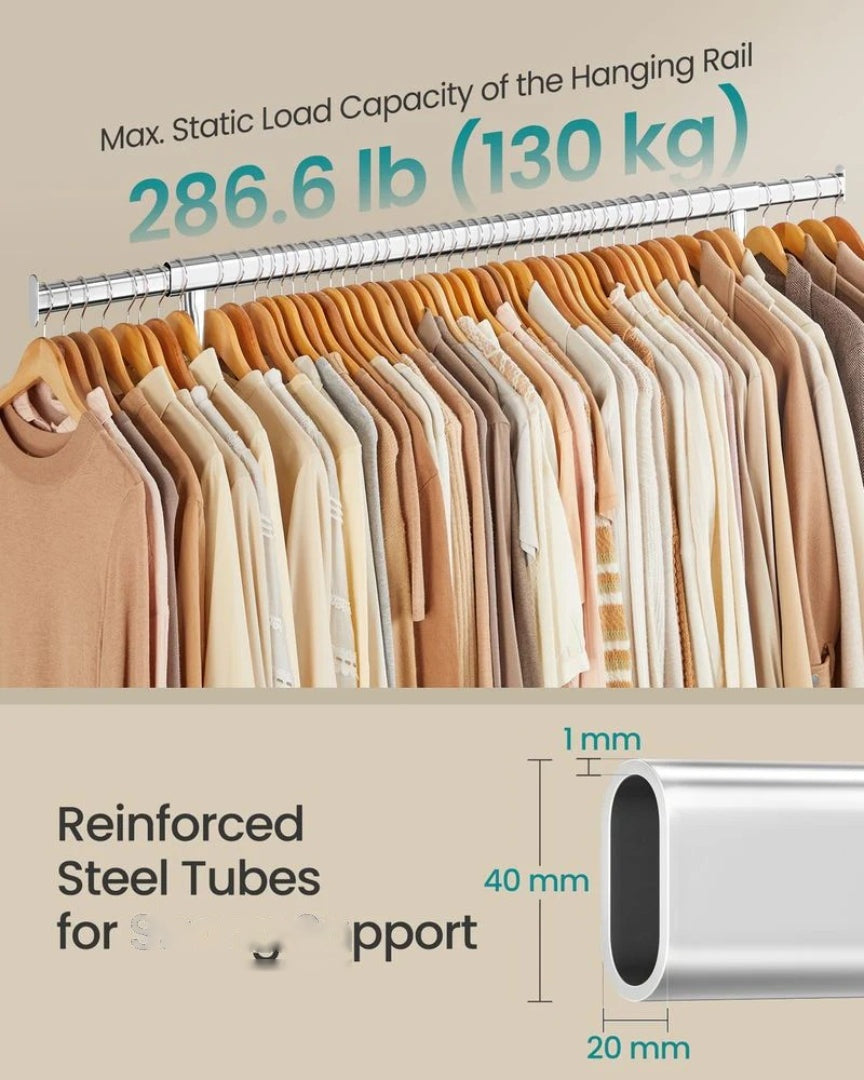 Clothes Rack Heavy Duty Rolling Garment Rack 43.3-59.1in Wide – product view 6 | Ridgefield Furniture