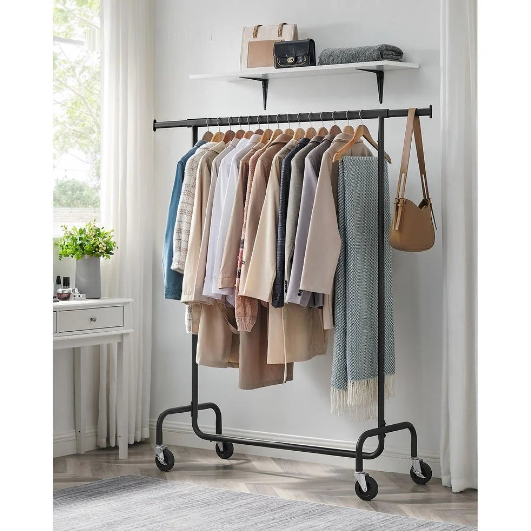 Clothes Rack Heavy Duty Rolling Garment Rack 43.3-59.1in Wide – product view 10 | Ridgefield Furniture