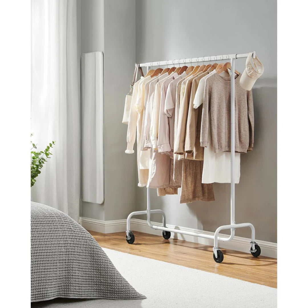 Clothes Rack Heavy Duty Rolling Garment Rack 43.3-59.1in Wide – product view 16 | Ridgefield Furniture