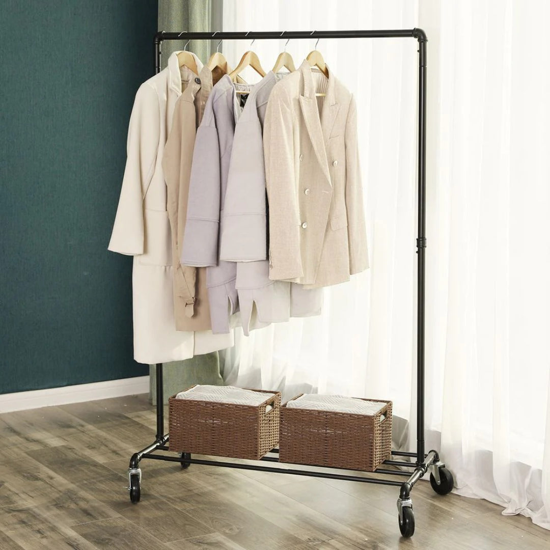 Clothes Rack Heavy Duty Rolling Garment Rack With Shelf 39.4in – product view 3 | Ridgefield Furniture