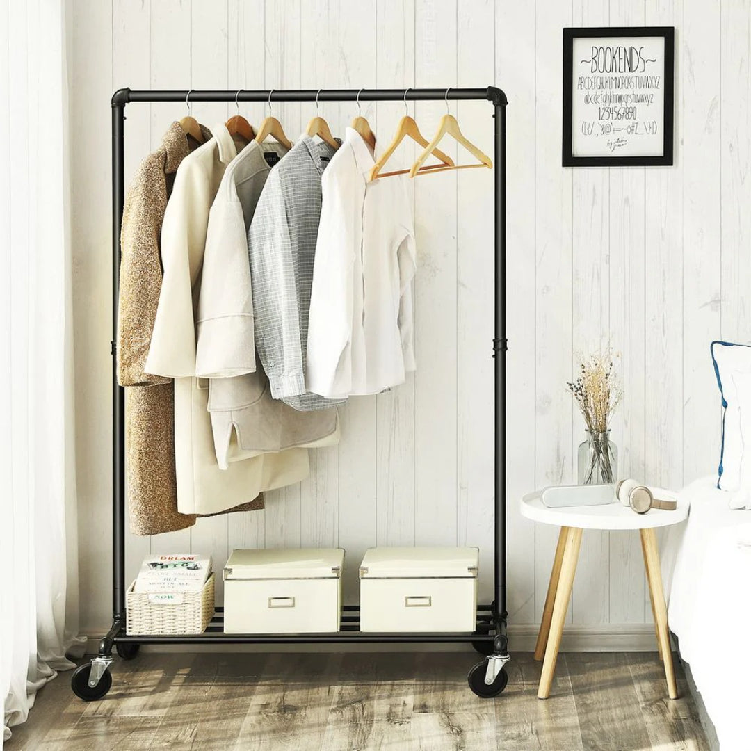 Clothes Rack Heavy Duty Rolling Garment Rack With Shelf 39.4in – product view 4 | Ridgefield Furniture