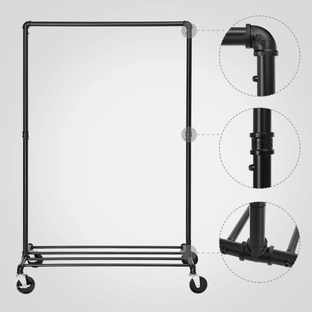 Clothes Rack Heavy Duty Rolling Garment Rack With Shelf 39.4in – product view 6 | Ridgefield Furniture