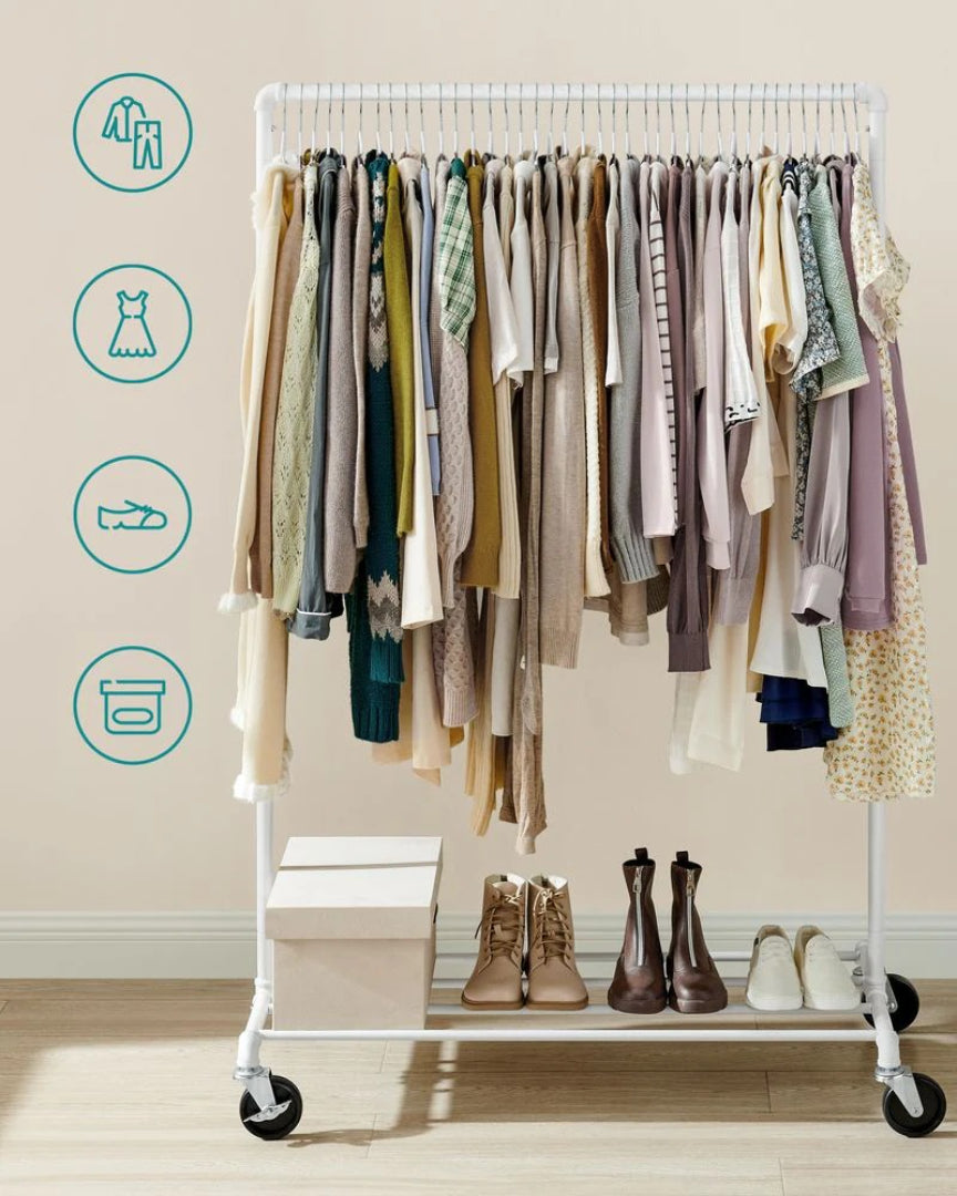 Clothes Rack Heavy Duty Rolling Garment Rack With Shelf 39.4in – product view 9 | Ridgefield Furniture