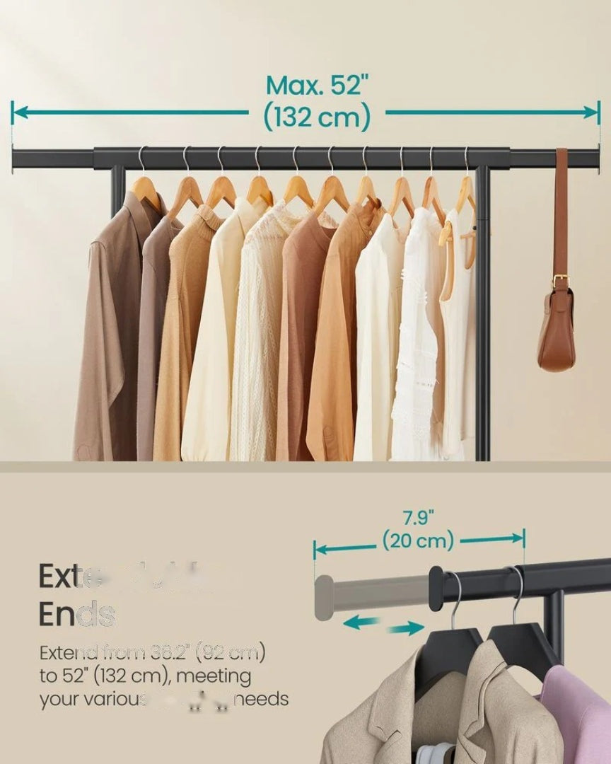 Clothes Rack With Extendable Rail Rolling Garment Rack 36.2-52in – product view 6 | Ridgefield Furniture