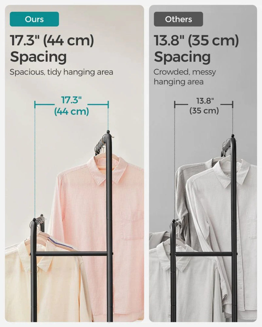 Clothes Rack With Wheels Metal Garment Rack 35.8in Wide – product view 16 | Ridgefield Furniture