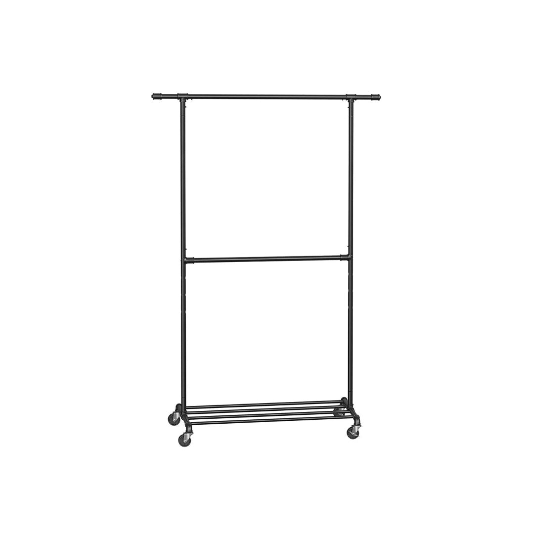 Clothing Rack Double Rod Rolling Garment Rack Heavy Duty – product view 1 | Ridgefield Furniture