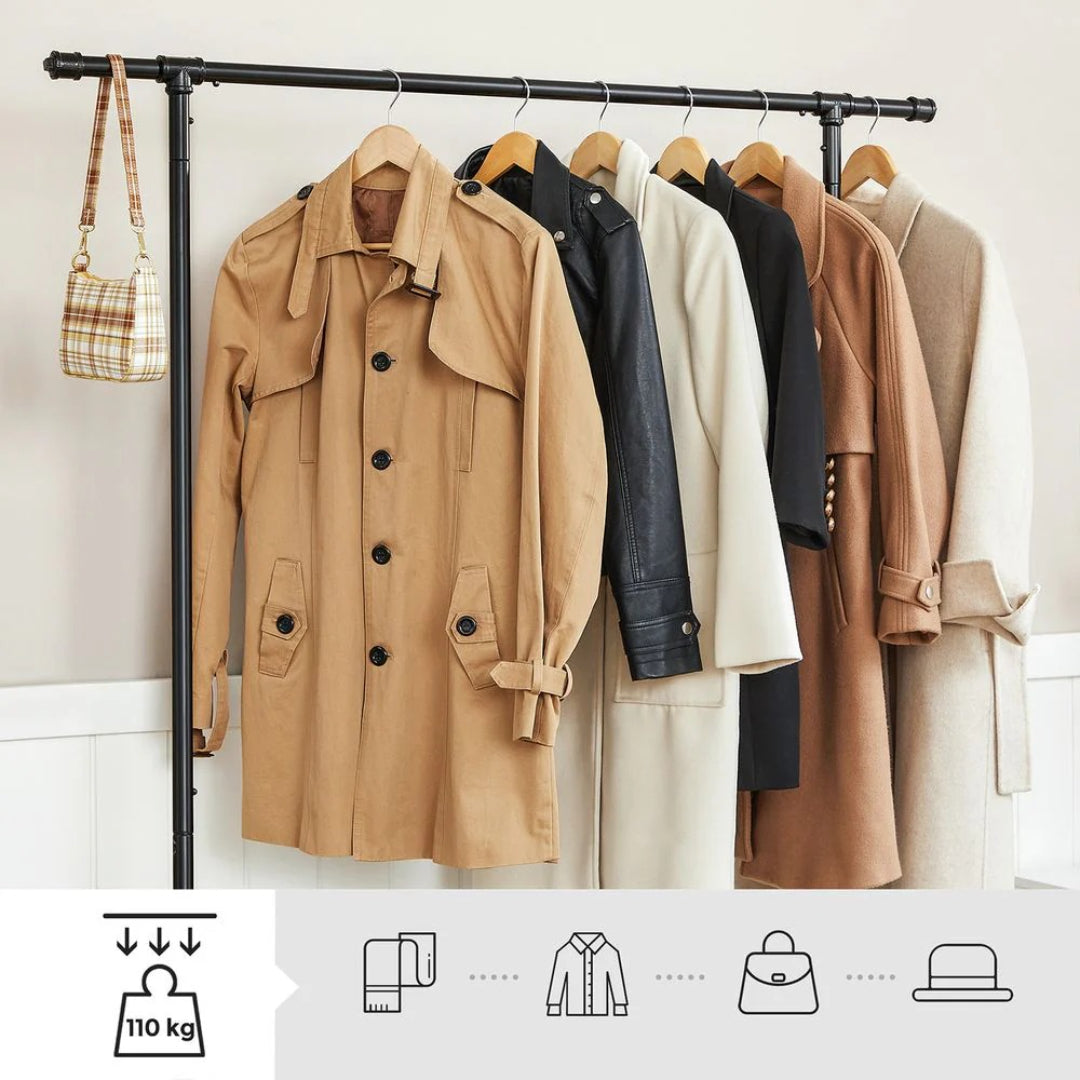 Clothing Rack Double Rod Rolling Garment Rack Heavy Duty – product view 8 | Ridgefield Furniture